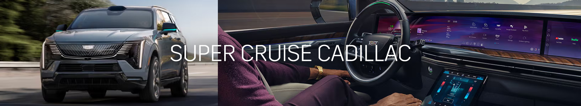 VUS Cadillac et poste de conduite avec la barre lumineuse Super Cruise
